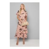 Petite Floral Burn out Ruffle Midi Dress