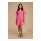 Petite Lace Trim Angel Sleeve Mini Dress