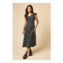 Petite Mono Frill Neck Ruched Front Jersey Midi Dress