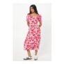 Petite Pink Floral Sweetheart Neck Midi Dress