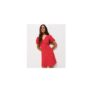 Petite Red Floral Dot Print V-Neck Mini Dress