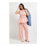 Petite Stripe Elasticated Waist Wide Leg Printed Trouser