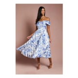 Petite Stripe Organza Pleated Top Midi Dress