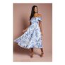 Petite Stripe Organza Pleated Top Midi Dress