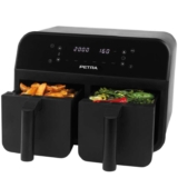 Petra 7.4L Dual Air Fryer, 2400W, Removable Non-Stick Cooking Drawers, XL Frying Trays, Adjustable Temperature, 6 Presets & 60-Minute Timer