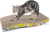 Petzen Cat Scratching Board, Curved, Double-Sided, Cardboard Cat Scratcher with Organic Catnip for Indoor Cats, 43cm x 21cm