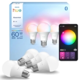 Philips Hue Essential LED A60 Smart Bulb, White and Color Ambiance, E27 Base, 8W, 2200K-6500K, 806 Lumens, Dimmable B22 LED, Smart Lighting