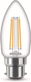 Philips LED Premium Classic Clear Glass Candle Filament Light Bulb B22 Bayonet Cap Warm White 2700K, 4W Indoor Home Lighting(pack of 6)