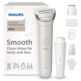 Philips Lady Shaver Series 8000 – Cordless, Wet & Dry Electric Shaver, 3-Blade Shaving System, Flexible Shaving Head, LED Light, for Face,