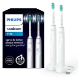 Philips Sonicare 3100 Dual Pack Electric Sonic Toothbrush, Pressure Sensor and Timer, White