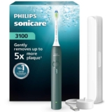 Philips Sonicare 3100 Series Electric Toothbrush with Pressure Sensor, 3 Intensity Levels, EasyStart, SmarTimer – Forest Green, HX4033/26