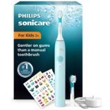 Philips Sonicare for Kids Electric Sonic Toothbrush for Children 3, 2 Gentle Modes, 2Mins Sound Timer, 2 Mini Brush Heads, Model HX6500/23