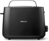 Philips Toaster – 2 Slots, 8 Settings, Bun Rack, Defrost, High Lift, Auto Shut-off, Black (HD2581/91)