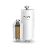 Philips Water in-Line Shower Filter and 1 Replacement Cartridge, 50 000 L Filtration Capacity, White, Reduces Chlorine by up to 99%