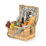 Picnic Wicker Basket for 4 – including Large Insulated Cool Bag & Cutlery Set