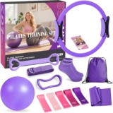 Pilates Kit 13Pcs Home Pilates Essentials Workout Kit with 13 Ring, 10 Ball and Resistance Bands for Women at Home, Pilates Equipment Set for Beginners Pilates Bands & Accessories