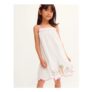 Pineapple Embroidered Scallop Swing Dress White
