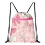 Pink Bow Drawstring Bag, Waterproof