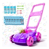 Pink Bubble Lawn Mower Toy for Toddlers with Blower