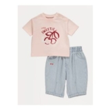 Pink Cherry Sweetie T-Shirt and Striped Jeans Outfit
