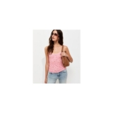Pink Cotton Rich Floral Lace Trim Henley Cami Top