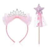 Pink Fairy Wand, Princess Star Wand with Crown, Glitter Wands
