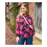 Pink Floral Chiffon Layered Top