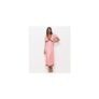 Pink Satin Jacquard Lace Trimmed Midi Dress
