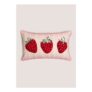 Pink Strawberry Embroidered Cushion