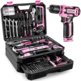 Pink Tool Kit Box Drill Set: DEKO 238 Pieces Home Mechanic Toolbox with 12V Power Cordless Drill Hand Repair Tools Sets Combo Kits Storage Organizer Drawer Case for Women