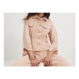 Pink Waisted Button Detail Denim Jacket