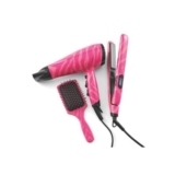 Pink Zebra Hair Dryer & Straighteners Set