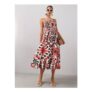Pintuck Detail Puffball Midi Dress – Print