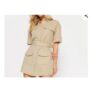 PixieGirl Petite Beige Brown Cotton Utility Mini Dress