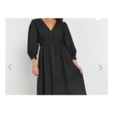 PixieGirl Petite Black Button Midi Dress
