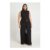 Plus Belted Gold Trim Detail Wide Leg Jumpsuit