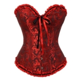 Plus Size Lace-up Overbust Corset Bustier Bodysuit Shapewear