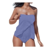 Plus-Size Women Tankini Set with Shorts Tummy Control Light Blue