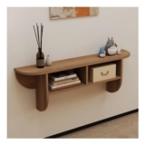 Pmnianhua Floating Solid Wood Console Table, Wall-Mounted, Walnut
