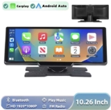 Podofo Wireless Carplay Portable Digital Dashboard Android Auto 10.26 Inch (Podofo UK Flagship Store)