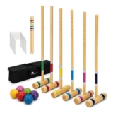 Pointyard Six-Player Croquet Set with Mallets, Balls, Bag