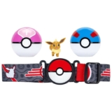 Pokémon Eevee Clip N Go Belt Set – 2-Inch Eevee Battle Figure with Great Ball, Love Ball, and Themed Belt
