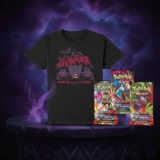 Pokémon Mega Gengar Premium T-Shirt Bundle (Size L) – Includes 3 Phantasmal Flames Booster Packs