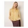 Polka Dot Cowl Neck Puffball Blouse