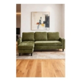 Polyester Upholstered L-Shaped 3-Seater Sectional Sofa with Ottoman