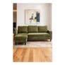 Polyester Upholstered L-Shaped 3-Seater Sectional Sofa with Ottoman