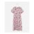 Pomegranate Print V-Neck Puff Sleeve Midi Dress