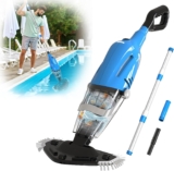 Pool Hoover Rechargeable, Electric Pool Vacuum Cleaner with Adjustable Handle, 60 Minutes Running Time, Cordless Handheld Pool Vacuum for Spas, Hot Tubs, Pools, Blue