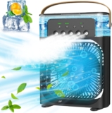 Portable Air Cooler – Portable Air Conditioner Small Quiet Personal AC,USB Powered Mini Desktop Cooling Misting Fan, 1/2/3 H Timer, 3 Speeds,360Adjustment,for Office, Home, Room,Desk,Car – Black