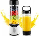 Portable Blender for Smoothies and Shakes 520ML, with Lid, Black BPA-freier Personal Mixer mit 6 Klingen und USB-C-Ladefunktion, wiederaufladbar Mini-Mixer für Reisen, Sport und Küche